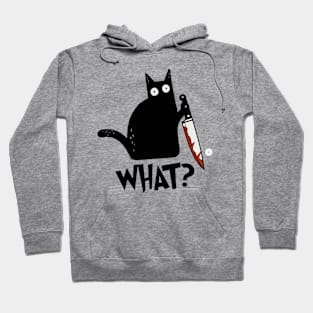 Cat What? Murderous Black Cat With Knife Gift Premium T-Shirt Classic T-Shirt Hoodie